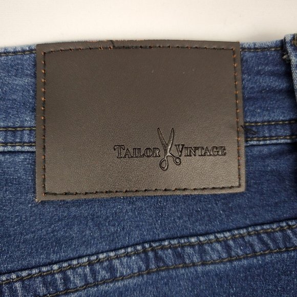 Tailor Vintage Mens Smart Denim Stretch Jean Shorts Blue 36X11 Cotton - Picture 7 of 10